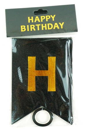 Garland - HAPPY BIRTHDAY banner, holo black