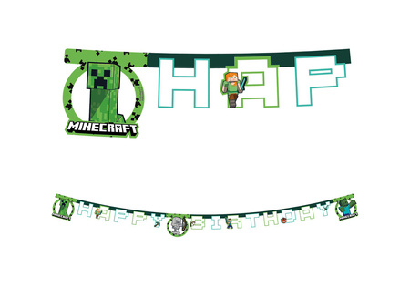 Garland, banner Happy birthday Minecraft 230 cm