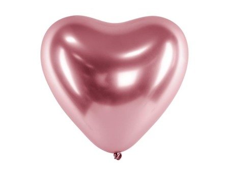 Glossy 27cm balloons, Hearts, rose gold chrome (1 box / 50 pcs.)