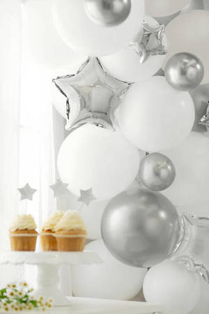 Glossy balloons, Silver chrome, 12cm, 50 pcs.