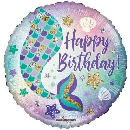 Happy Birthday Mermaid foil balloon, 46 cm