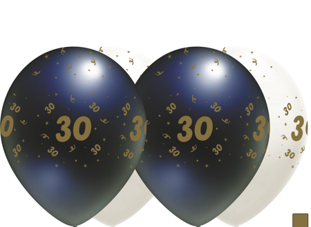 Latex balloons "30", black, 30 cm, 50 pcs.