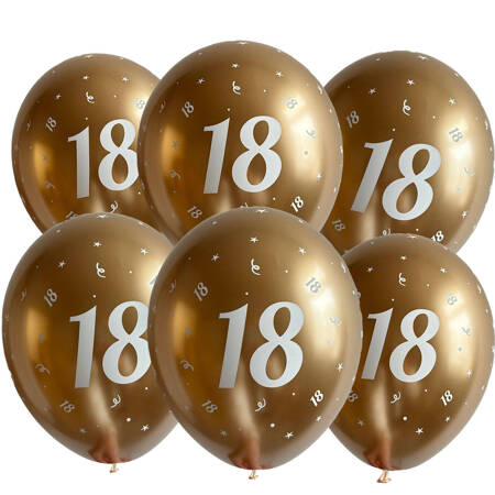 Latex balloons Chrome "18", golden, 30 cm, 10 pcs.