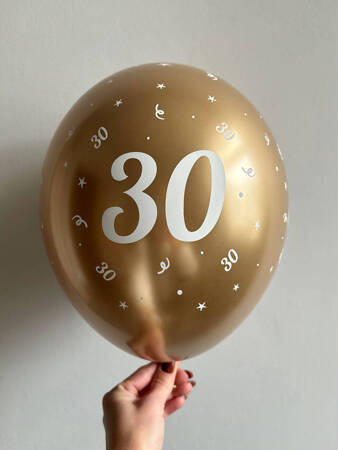 Latex balloons Chrome "30", golden, 30 cm, 10 pcs.