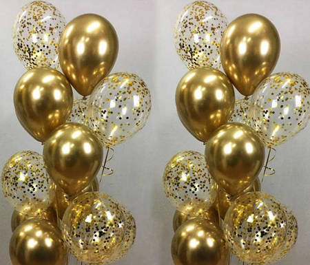 Latex balloons Chrome golden, 30cm, 100 pcs