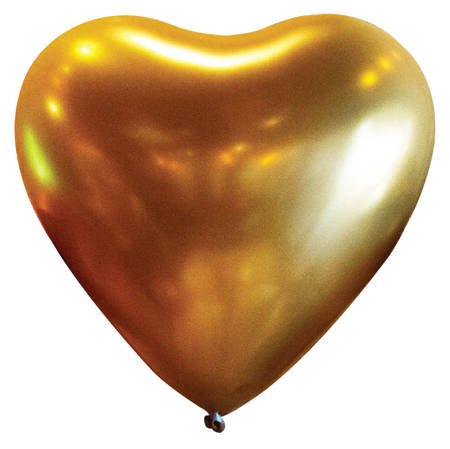 Latex balloons Hearts Satin Luxe Chrome Golden 30cm, 50 pcs