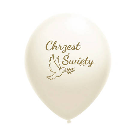 Latex balloons Holy Baptism white, gold print 10 pcs.