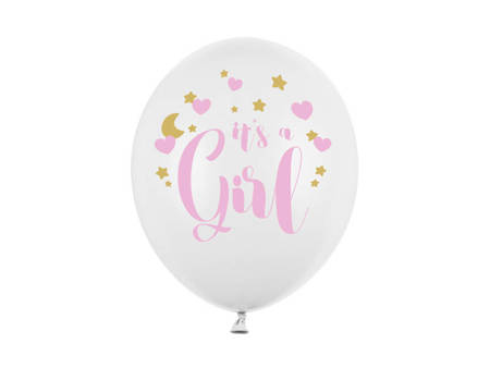 Latex balloons It's a Girl, Pastel Pure White, 30cm, 6 pcs.