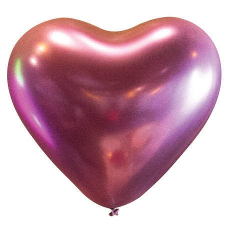 Latex balloons hearts Satin Luxe Chrome pink fuchsia 30cm, 50 pcs.