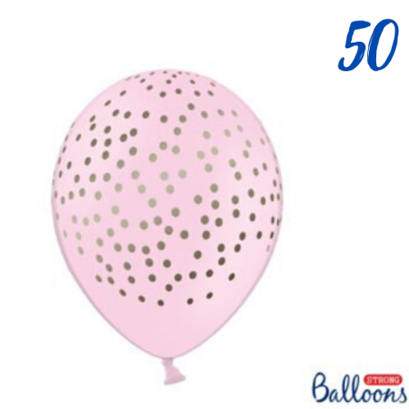 Latex balloons, powder pink dots in Golden, 30cm (1 op. / 50 pieces).