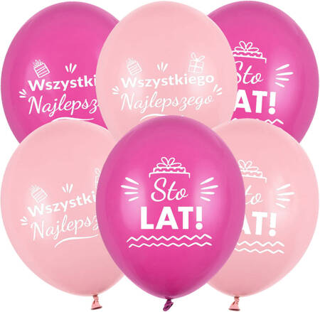 Latex birthday balloons mix pink 10 pcs.