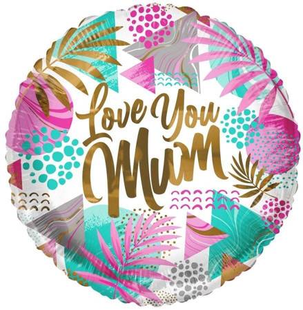 Love you Mom foil balloon round, 46 cm