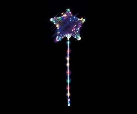 Luminous Bobo balloon Asterisk with LED lamps on a 70cm stick, 1 set