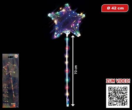 Luminous Bobo balloon Asterisk with LED lamps on a 70cm stick, 1 set