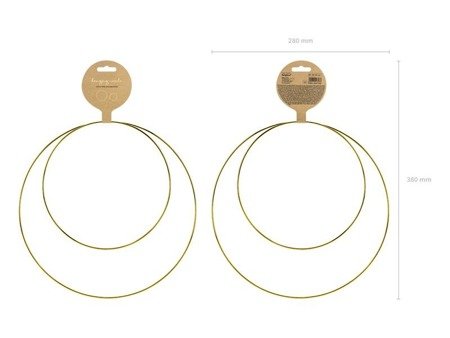 Metal decorative pendants Circles, gold, 2 pcs.