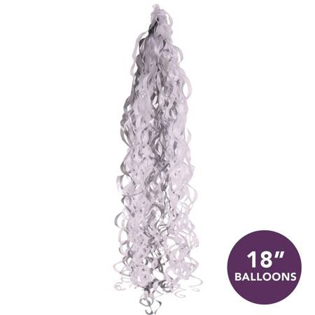 Metallic fringes, silver white for balloons 18 inches