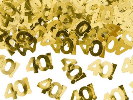 Metallized gold confetti, number 40, 15g