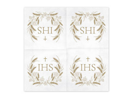 Napkins with a gold print, IHS, 33x33cm, 20 pcs