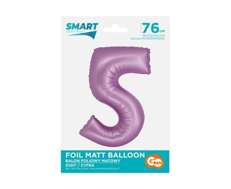 Number 5 foil balloon, violet, matte Smart, 76cm