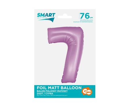 Number 7 foil balloon, violet, matte Smart, 76cm