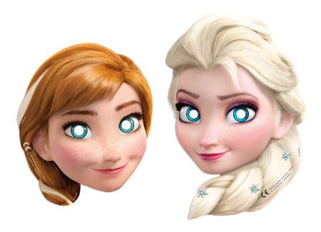 Paper masks of Anna and Elsa, Frozen 6 pieces