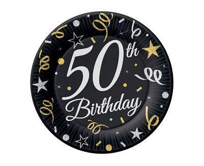 Paper plates B & C 50 Birthday, 18 cm / 8 pcs