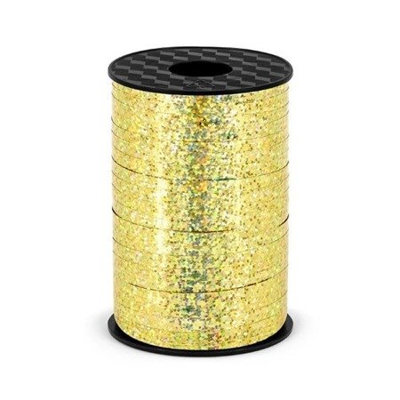 Plastic ribbon, Gold Holographic, 5mm / 225m