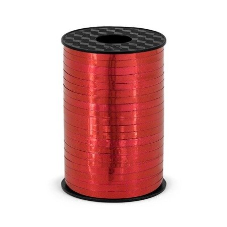 Plastic ribbon, red metallized, 5mm / 225m