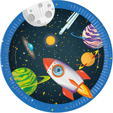 Plates Space rocket, 23 cm, 8 pcs.