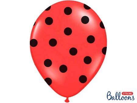 Red balloons in black polka dots, 30cm (1 op. / 6 pcs)