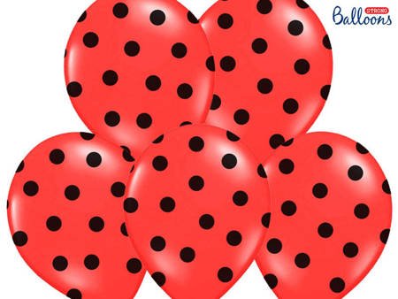 Red balloons in black polka dots, 30cm (1 op. / 6 pcs)