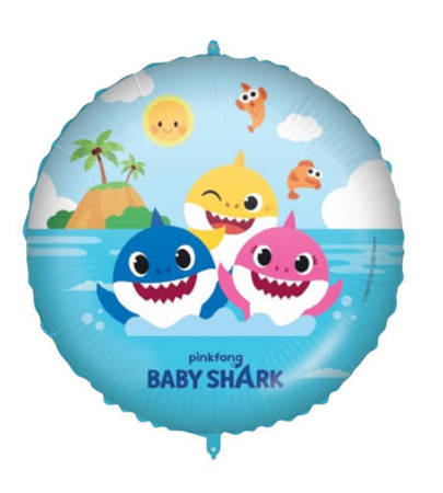 Round foil balloon Baby Shark with a weight, 46 cm