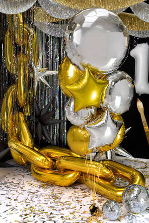 Round foil balloon, gold, 45 cm.