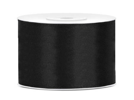 Satin ribbon, black ribbon 38mm / 25m