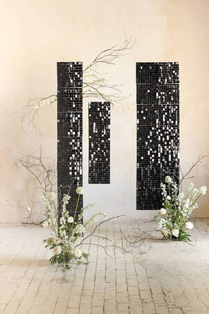 Sequin Panel, Squares, Black, 30x30 cm, 1 pcs