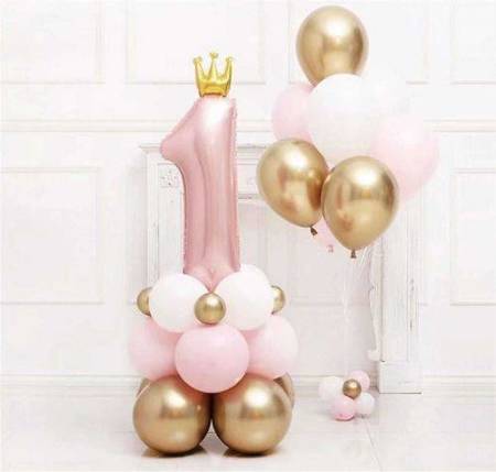 Set of 1 pink DIGIT balloons + LATEX BALLOONS