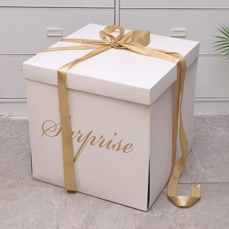 Surprise gift box, white, 50x50x50 cm