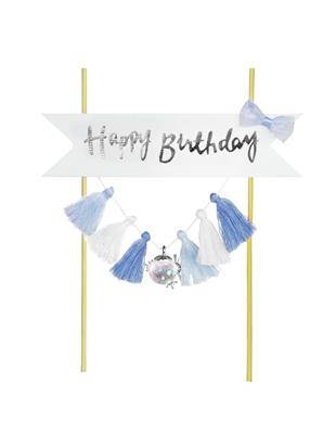 TOPPER for "Happy Birthday" cake with blue tassels