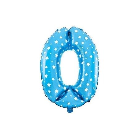 The foil balloon digit 0 - 40 cm Blue