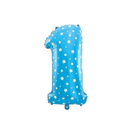 The foil balloon digit 0 - 40 cm Blue