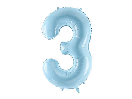 The number 3 Foil balloon, 86cm, light blue