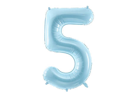 The number 5 Foil balloon, 86cm, light blue