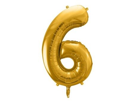 The number 6 Foil balloon, 86cm, gold