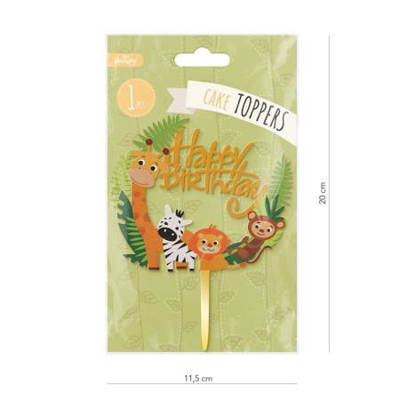 Topper for Cake Shappy Birthday animals, 15 cm zoo