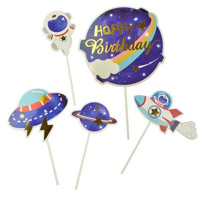 Topper for Happy Birthday cake, Galaxy, Kosmos