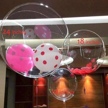 Transparent balloon, round crystal BOBO, 37cm