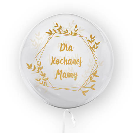 Transparent balloon with print For beloved mother, golden 45 cm