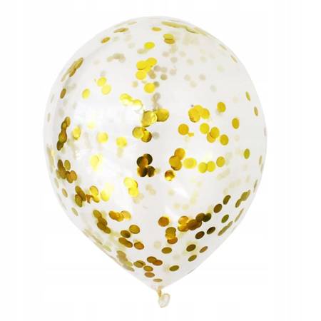 Transparent balloons with confetti, golden 30 cm, 100 pcs.