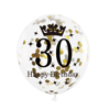 A set of balloons for 30th birthday, black and gold, confetti, 6pcs