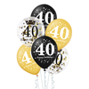 A set of balloons for 40th birthday, black and gold, 30cm, 6 pcs.